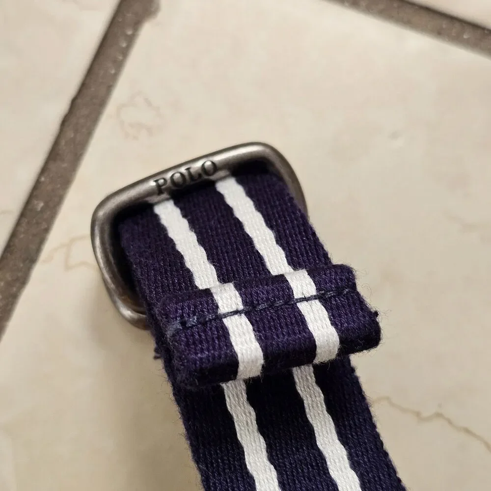 Polo Ralph Lauren Toddler Belt - Navy & White Strip - size 2 / 2T D-ring Preppy